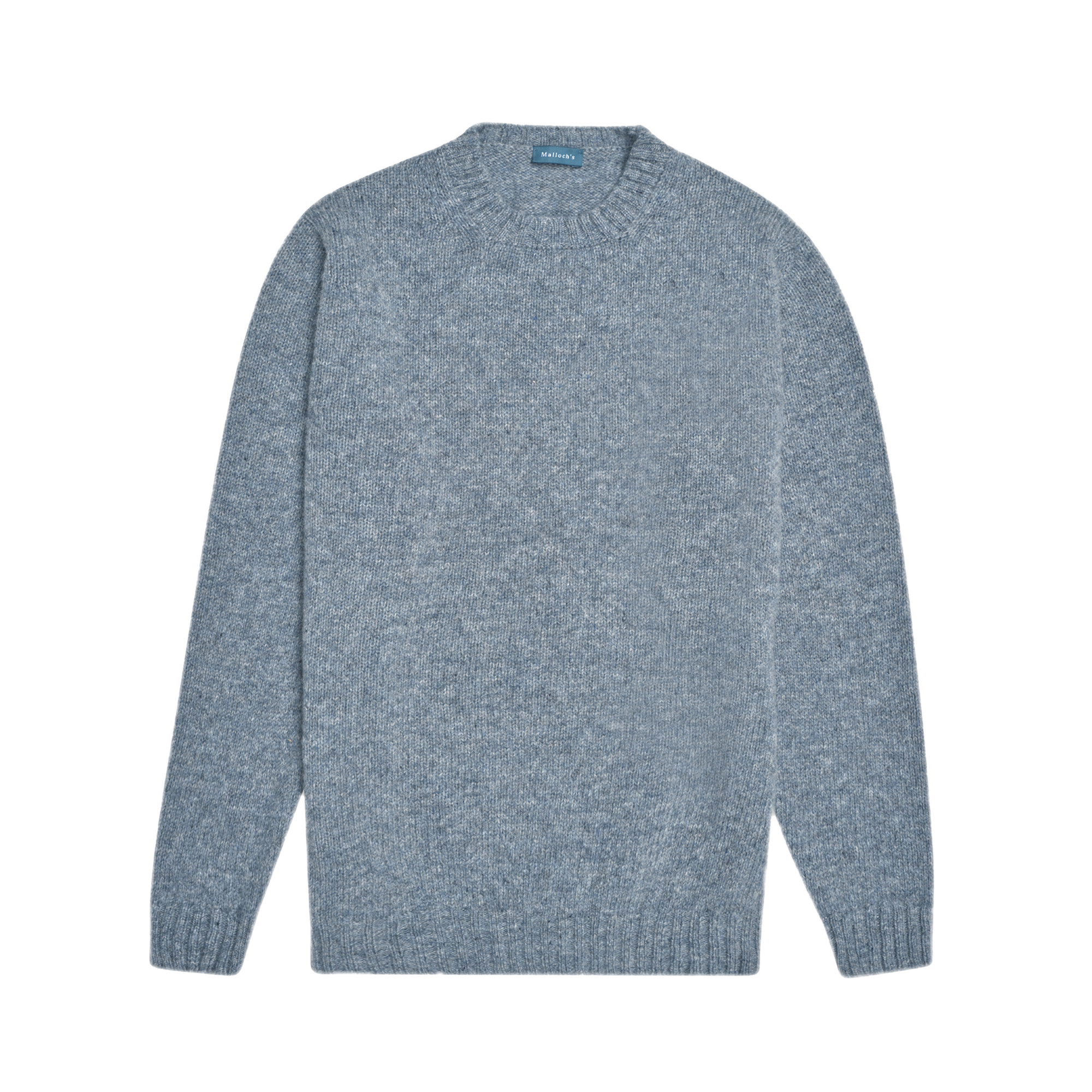 Malloch's Pale Blue Wreay Shetland Wool Crew Neck